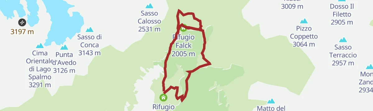Route map: View of Eita and the Lago delle Acque Sparse
